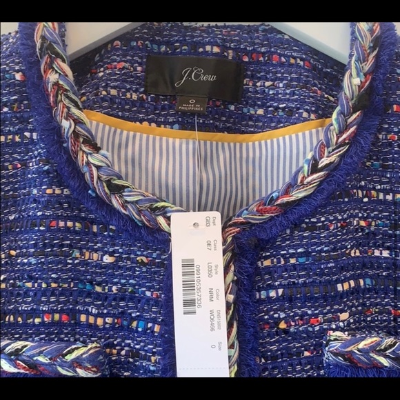 💙🌈NWT J.CREW lady jacket in blue/multi tweed - Picture 4 of 4